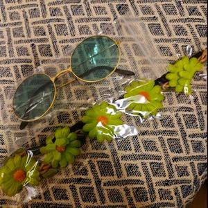 Green Hippie glasses and matching headband